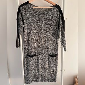 Knit Baggy Dress with Pleather Details